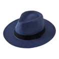thumbnail image 1 of Men's Summer Sun Hat Wide Brim Straw Cowboy Hat Breathable Beach Hat For Outdoor Travel Fishing Gardening Casual Navy - One Size, 1 of 7