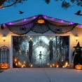 thumbnail image 3 of Spooky Halloween Garage Door Banner 7x16 FT - Glow in Dark Bat Pumpkin Design, Weather Resistant Polyester Outdoor Decor for Yard, Party Photo Background, 3 of 6