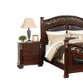 thumbnail image 2 of Miri Arched Queen Bed, Carved Leaf Details, Reeded Pilasters, Oak Brown- Saltoro Sherpi, 2 of 5