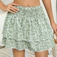 thumbnail image 2 of EINCcm Women's High Waist Ruffle Flowy Mini Skirts Stretchy Waist Floral Lined Layered Pleated Casual Beach Short Skirt, 2 of 8
