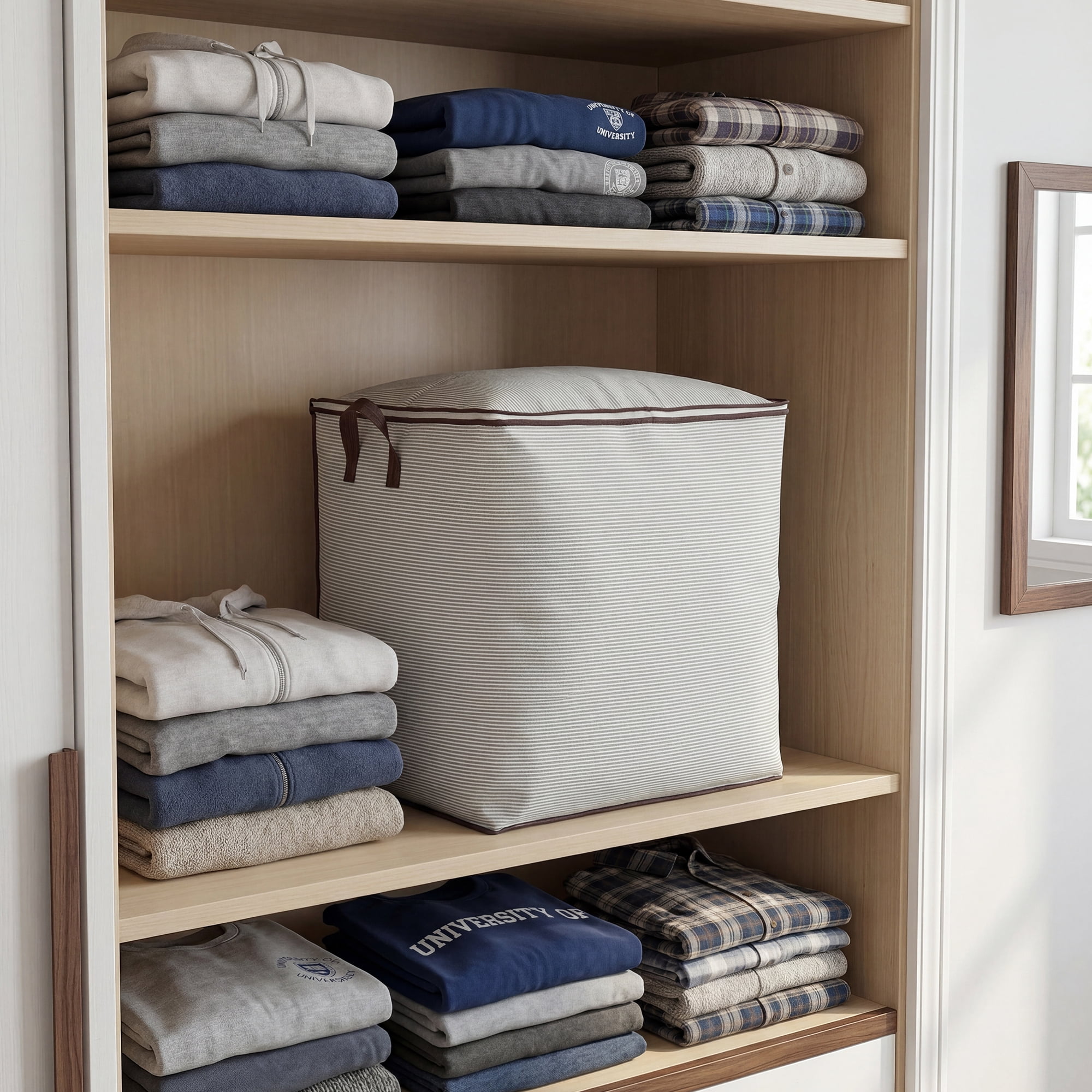 Unique Bargains Clothes Storage Bag for Organizing with Handle Green 19.7" x 15.7" x 19.7"