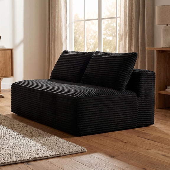 CQSXDA 2-Seater Corduroy Ground-Hugging Compressed Loveseat, for Small Apartment Living Room Seating, Black