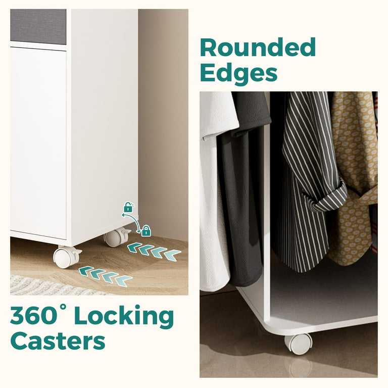 Advwin Rolling Ironing Board with Storage Cabinet, Drawer and Iron