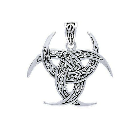 Trinity Triple Crescent Moon Pendant Sterling Silver Fine Pagan Wiccan Jewelry