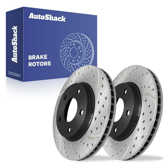 AutoShack Front Vented Drilled & Slotted E-Coated Brake Rotors 2-PC Set Replacement for 2007-2012 Dodge Caliber 2008-2017 Mitsubishi Lancer ShadowGuard 10.87" (276 mm)