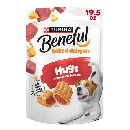 Purina Beneful Baked Delights Hugs with Real Beef and Cheese Oven Baked Dog Treats 19.5 oz Pouch