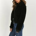 thumbnail image 4 of clear 50% off Usmixi 2023 Winter Womens Plush Coat Faux Fur Coat for Women Winter Warm Thickened Cozy Fuzzy Fleece Cropped Coat Casual Solid Lapel Zip up Long Sleeve Fluffy Furry Outwear Up to 65% off, 4 of 7