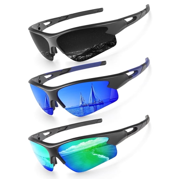 KALIYADI Sports Sunglasses for Men,Polarized Sun Glasses Baseball Softball with UV404 Protection