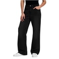 thumbnail image 2 of DeHolifer Jeans for Men Loose Wide Leg Baggy Bell Bottom Denim Pants Stretch Flared Leg Jeans Streetwear Black S, 2 of 6