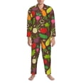 thumbnail image 4 of Kll Cartoon Vegetables Sleepwear Mens Flannel Pajamas,Long Cotton Pj Set, 4 of 9