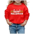 thumbnail image 3 of MIASHUI Halloween Girls Sweatshirt Cozy Letter Design Pumpkin Bat Pattern Festive Autumn Winter Warm Hoodies for Children, 3 of 5