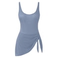 thumbnail image 4 of PMVFHDE Womens One Piece Swimsuit Solid Color Ribbed Swim Dress Skirted Bathing Suit, 4 of 6