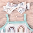 thumbnail image 4 of HESHENG Newborn Baby Girls Floral Summer Outfits Sleeveless Sling Romper Tops + Ruffle Shorts + Headband Clothes Set, White 0-3M(70), 4 of 9