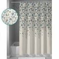 thumbnail image 4 of Flower Blue Shower Curtain, 36" x 72", Grey Cherry Blossoms Cotton Linen Background Waterproof Bathroom Curtain Washable Shower Curtain Set with 12 Hooks, 4 of 6