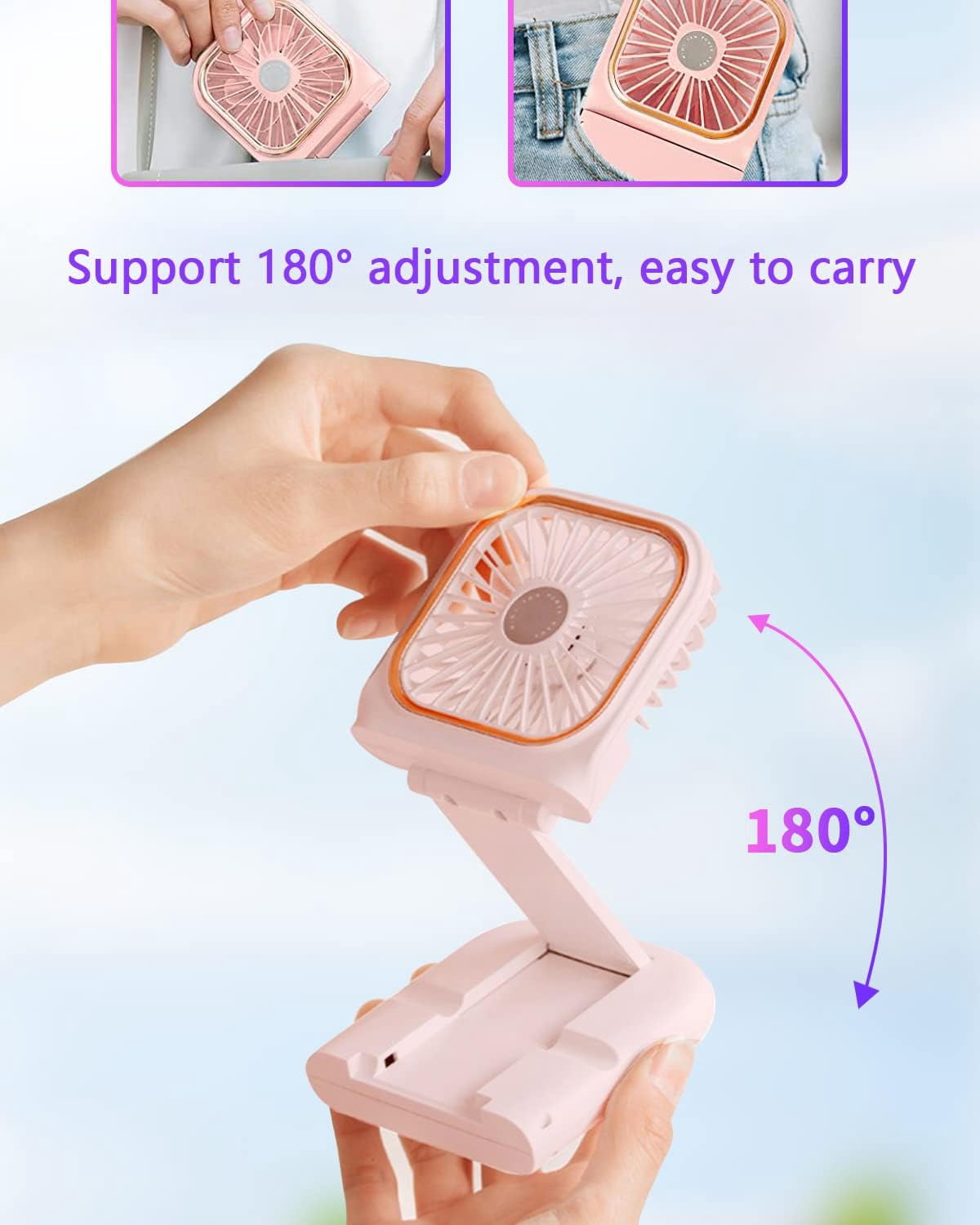 Ventilateur De Cou Portable XUNATA - Rechargeable USB, Sans Pales, 3 Vitesses, Léger Et Silencieux - Parfait Pour Extérieur, Bureau, Voyage - 4