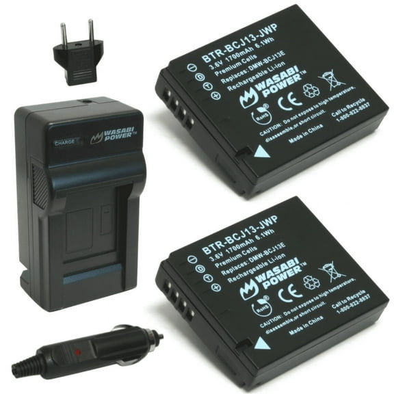 Wasabi Power Battery (2-Pack) and Charger for Panasonic DMW-BCJ13