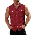 thumbnail image 3 of Mens Sleeveless Button Down Shirts Lightweight Casual Summer Beach Dress Tank Top with Chest Pocket, XL, 3 of 9