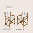thumbnail image 4 of Cukor Classic Vintage Outdoor Acacia Wood Folding Director Chair with Canvas Seat, White/Black Stripe/Teak Brown (Set of 2), 4 of 9
