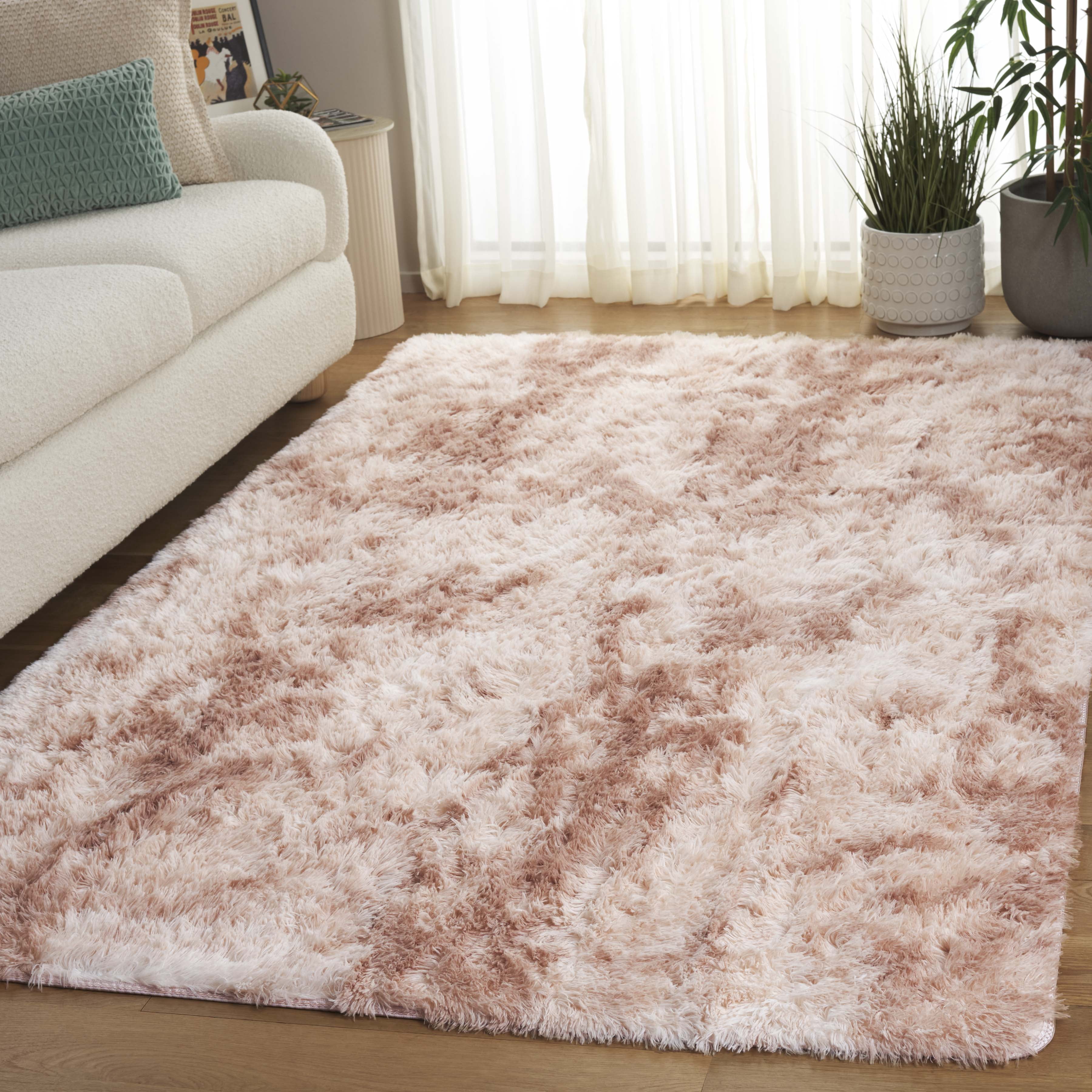 SAFAVIEH Rainbow Jaki Abstract Shag Area Rug, Beige, 4' x 6'