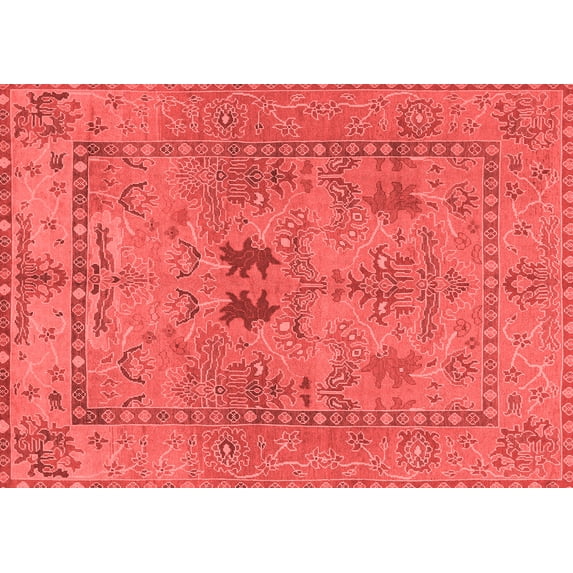 Ahgly Company Machine Washable Indoor Rectangle Abstract Red Modern Area Rugs, 7' x 10'