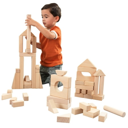 UPC: 0706943632994 | KidKraft 60-Piece Wooden Cutout Shapes Block Building Architectural Set – Natural