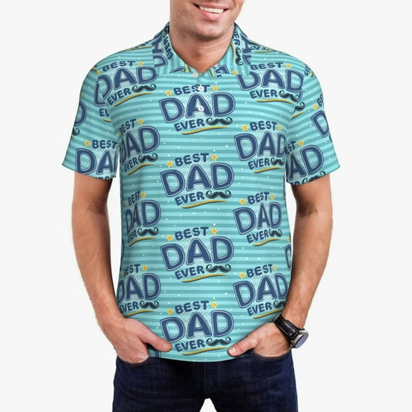 Wukai Best Dad Ever Men’s Polo Shirts Sleeve,Camisas Polo Para Hombre,True Classic Tees Men-Medium