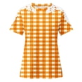 thumbnail image 3 of Camisas de Manga Corta para las Mujeres Impresión Cuello Redondo Suéter Encaje Camisa, Blusa de Verano Casual para las Mujeres, 3 of 5