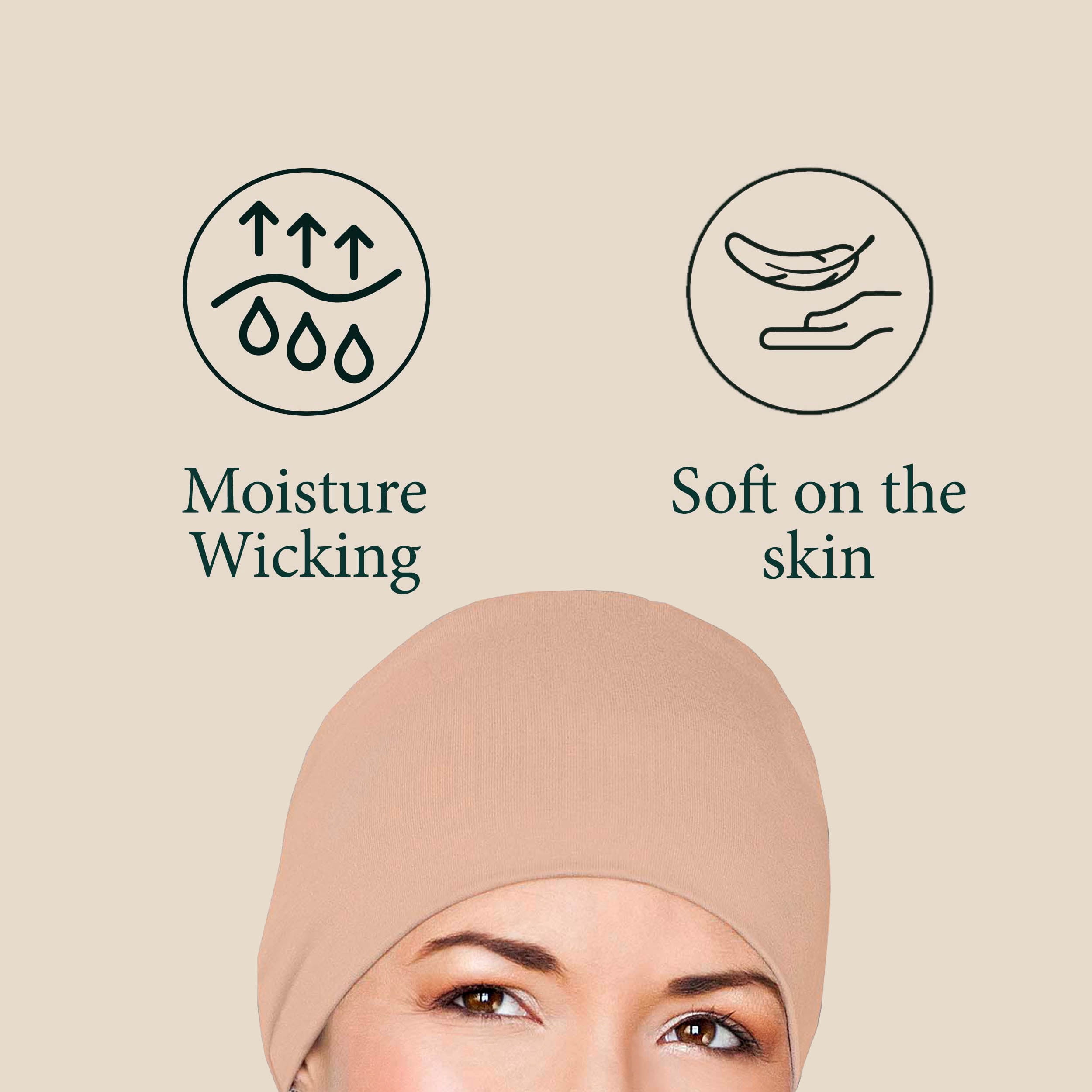 MASUMI Chemo Sleep Hat for Women, Soft Cotton Hats for Ladies, Chemo Headwear Turbans Cap Beanie Cancer Head Coverings with Double Layer (Champagne)