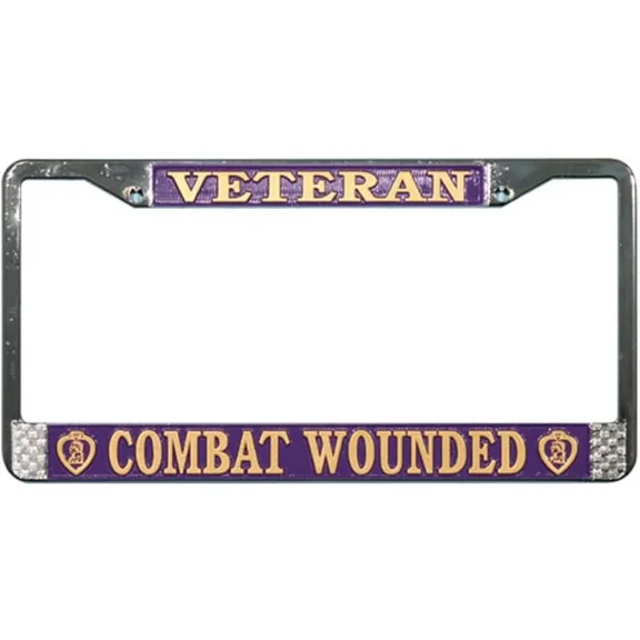 Combat Wounded Veteran Chrome License Plate Frame