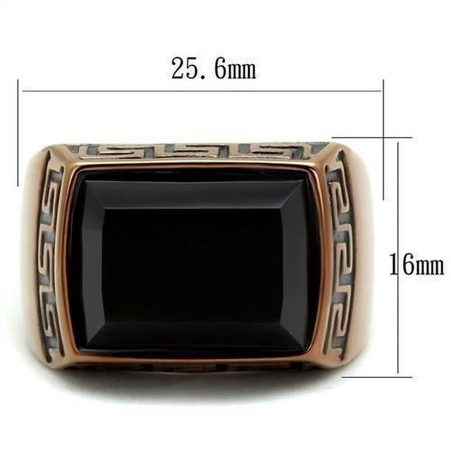 Bague en Acier Inoxydable avec Onyx Synthétique en Jet pour Femmes Style Pierre Jet Taille 8