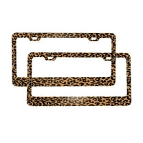 License Plate Frame With Screw Caps 2 Pack Car Plate Frame Front And Rear Rust-Proof Universal Car Tag Holder Leopard Print