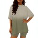 thumbnail image 2 of Eres Más Que una Camisa de Puntuación de Prueba Blusa de Manga Corta de Cuello Redondo de las Mujeres con Pantalones de Cintura Elásticos, Set Deportivo Casual de 2 Piezas, 2 of 6