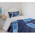 thumbnail image 4 of Ambesonne Navy Blue Quilted Bedspread Set 2 Pcs, Birthday Theme Stars, Twin Size, Dark Blue Pale Blue, 4 of 6