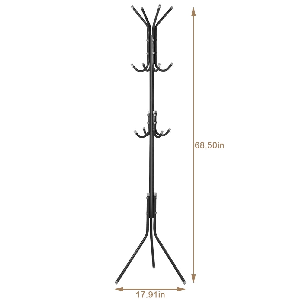 Hilitand Coat Racks  Hall Tree Hatrack Coat Rack Stand Metal Coat Hanger Tree with 12 Hooks for Hats Clothes Suits Handbags Umbrella in Entryway Hallway Bedroom Office Use
