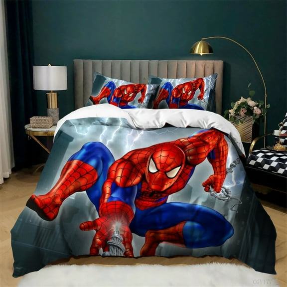 3 Pieces Spider Cool Man Bedding Set Soft Comfortable Quilt Cover Bedroom Decor Lightweight Duvet Cover with 2 Pillow Sham