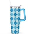 thumbnail image 2 of 40oz Abstract Geometric Plaid Design Stainless Steel Flip Straw Tumbler Spill Proof Travel Cup Double Wall Vacuum Insulated Coffee Mug with Top Handle, 2 of 6