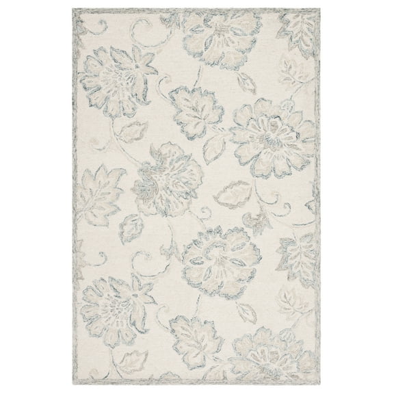 SAFAVIEH Micro-Loop Arda Floral Area Rug, Ivory/Blue, 8' x 10'