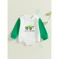 thumbnail image 2 of aturustex Infant Boys Girls Irish Sweatshirt Romper 0-18M Newborn Baby Long Sleeve Bodysuits Pullovers Round Neck Jumpsuit Shamrock Tractor/Letter Shase Casual Cute Daily Spring Fall Clothes, 2 of 8