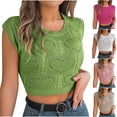thumbnail image 6 of Lovskoo 2024 Womens Crochet Sleeveless Crop Tops Summer Trendy Y2K Going Out Round Neck Slim Knit Cropped Sweater Vest Tank Top Green S, 6 of 6