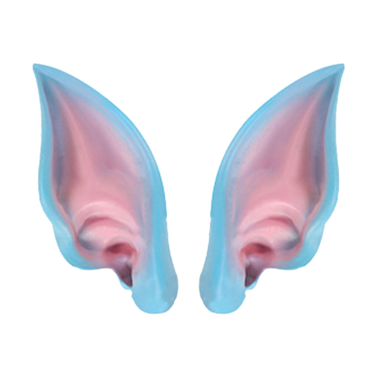 Oreilles de Fée en Latex pour Elf, Accessoires de Diffusion en Direct pour Halloween, Oreilles de Fée de Carnaval Bleues