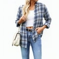 thumbnail image 2 of Yuanlong Womens Blouses Plus Size Blue Plaid Shirts For Women Long Sleeve Button Down Shirts Daily Casual Cozy Blouse Tops, 2 of 9