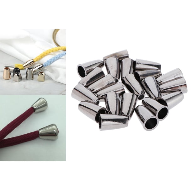 20x Metal campana tapón cable cuerda cerraduras terminales de cierre cremallera extracción terminales para cordón/ropa para deportiva-tres gris perfecl Extremo del tope de bloqueo del cable