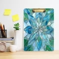 thumbnail image 6 of Plastic Clipboard Acrylic Hanging Clip Board with Gold Low Profile Office School Supplies 12.5x9 Blue Green Floral Stained Glass, 6 of 9