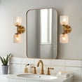 thumbnail image 4 of Antique Bronze Double Sconce with Ribbed Glass Shades and Bell-Shaped Design for Durable Indoor Lighting Double Sconce Ribbed Glass Shades , Bathroom Sconce , Wall Lights for Bedroom, 4 of 11