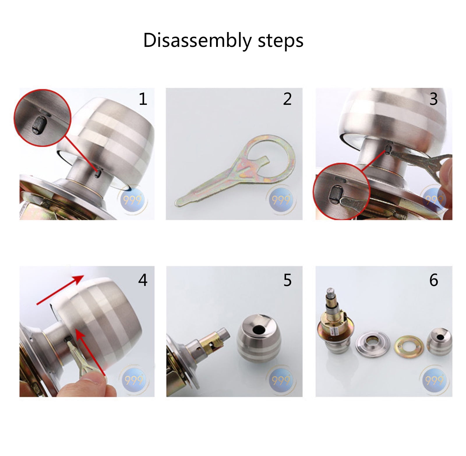 Polished Brass Door Knob Keyed Entry Reversible Round Lock Adjustable Latches Door Knob Suitable for Interior & Exterior
