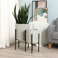 thumbnail image 3 of Luxen Home WHPL1457 Metal Cachepot Planters with Black Metal Stands, Light Gray - Set of 2, 3 of 5