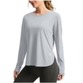thumbnail image 2 of RongHuan Women's Sun Shirts UPF 50+ Long Sleeve Shirt Lightweight Workout Hiking Tops Crew Neck Solid Color T-Shirt, 2 of 4