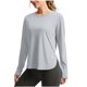 thumbnail image 1 of Camiseta de Manga Larga Casual de Color Sólido Cuello Redondo 3/4 Manga Blusa Suave Elástica para el Verano Diario, 1 of 3