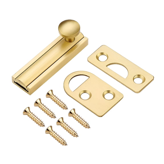 LAMIRO Brass Barn Slide Bolt Door Latch Lock Bathroom Home Security Hardware With Screw,Gold 2Inch