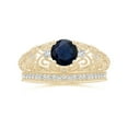 thumbnail image 4 of Angara Natural 1 Ct. Blue Sapphire with Diamond Vintage Inspired Ring in 14K Yellow Gold for Women (Ring Size: 12), 4 of 10